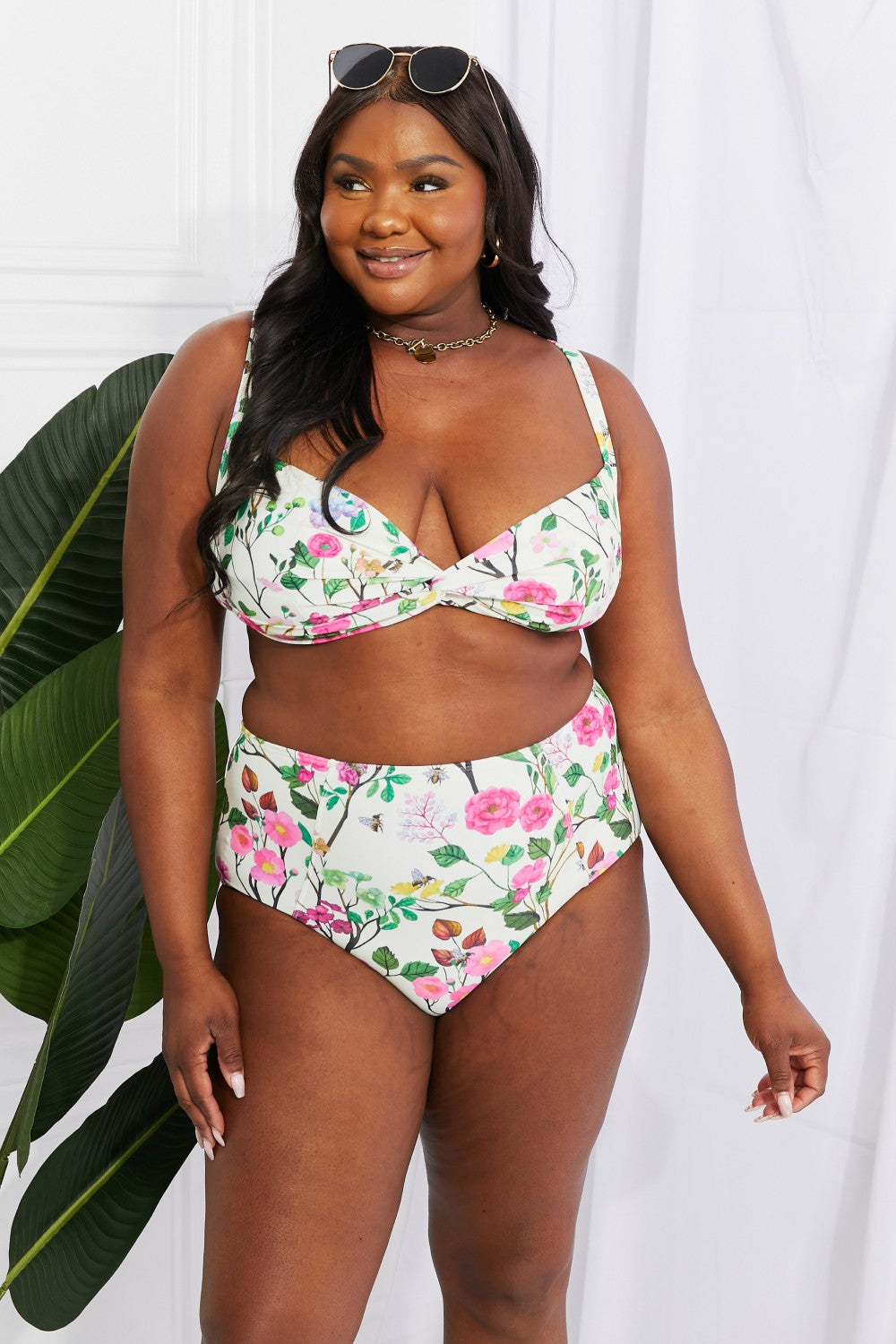 marina west swim take a dip twist high-rise bikini in cream