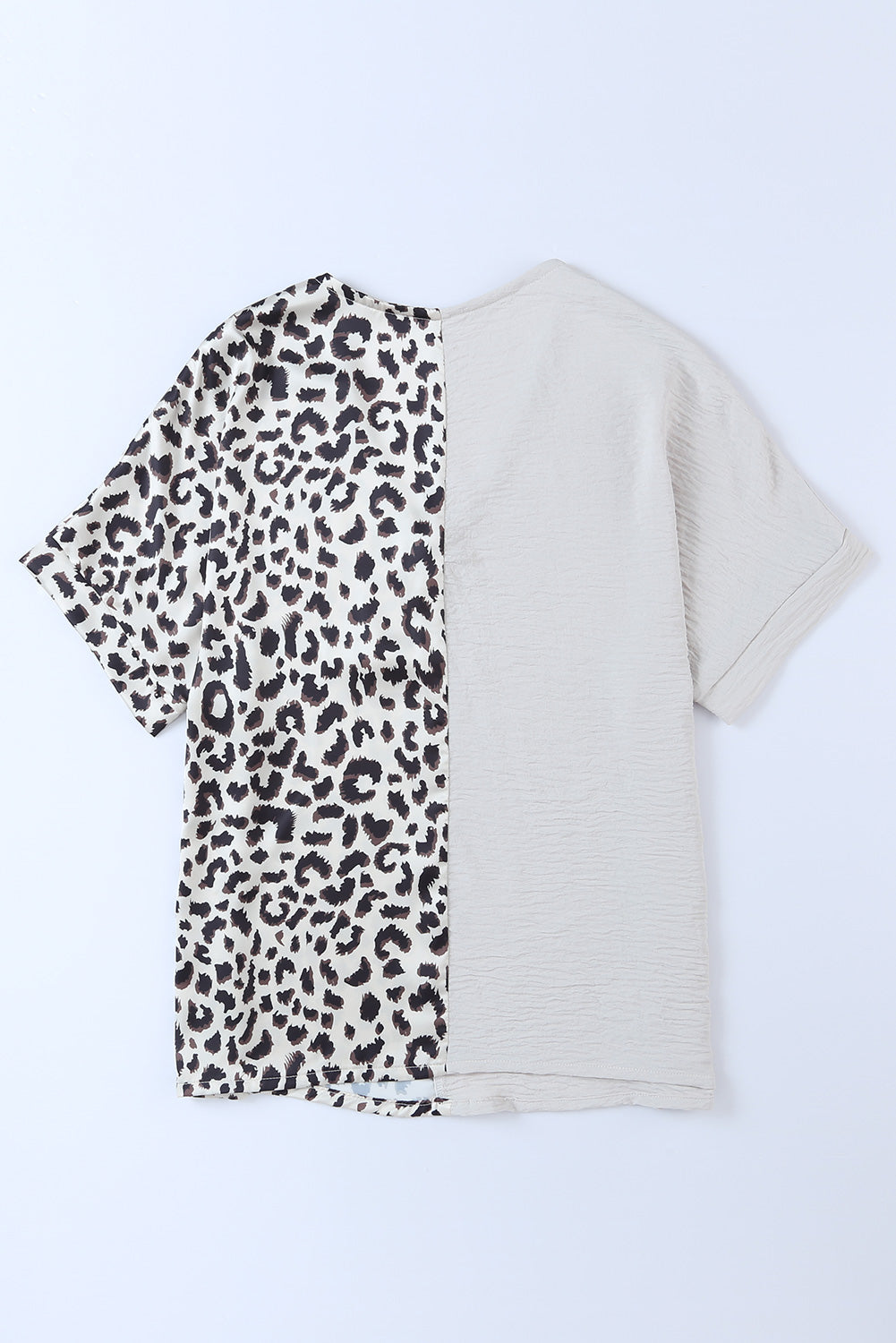 leopard color block v-neck blouse