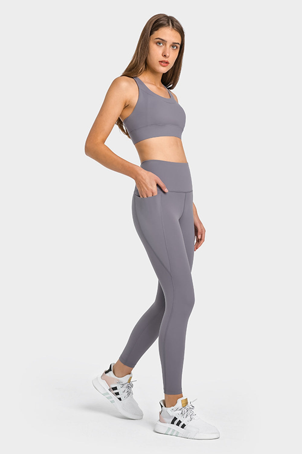 high waist ankle-length yoga leggings with pockets