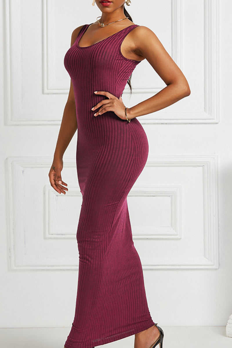 ribbed sleeveless maxi dress