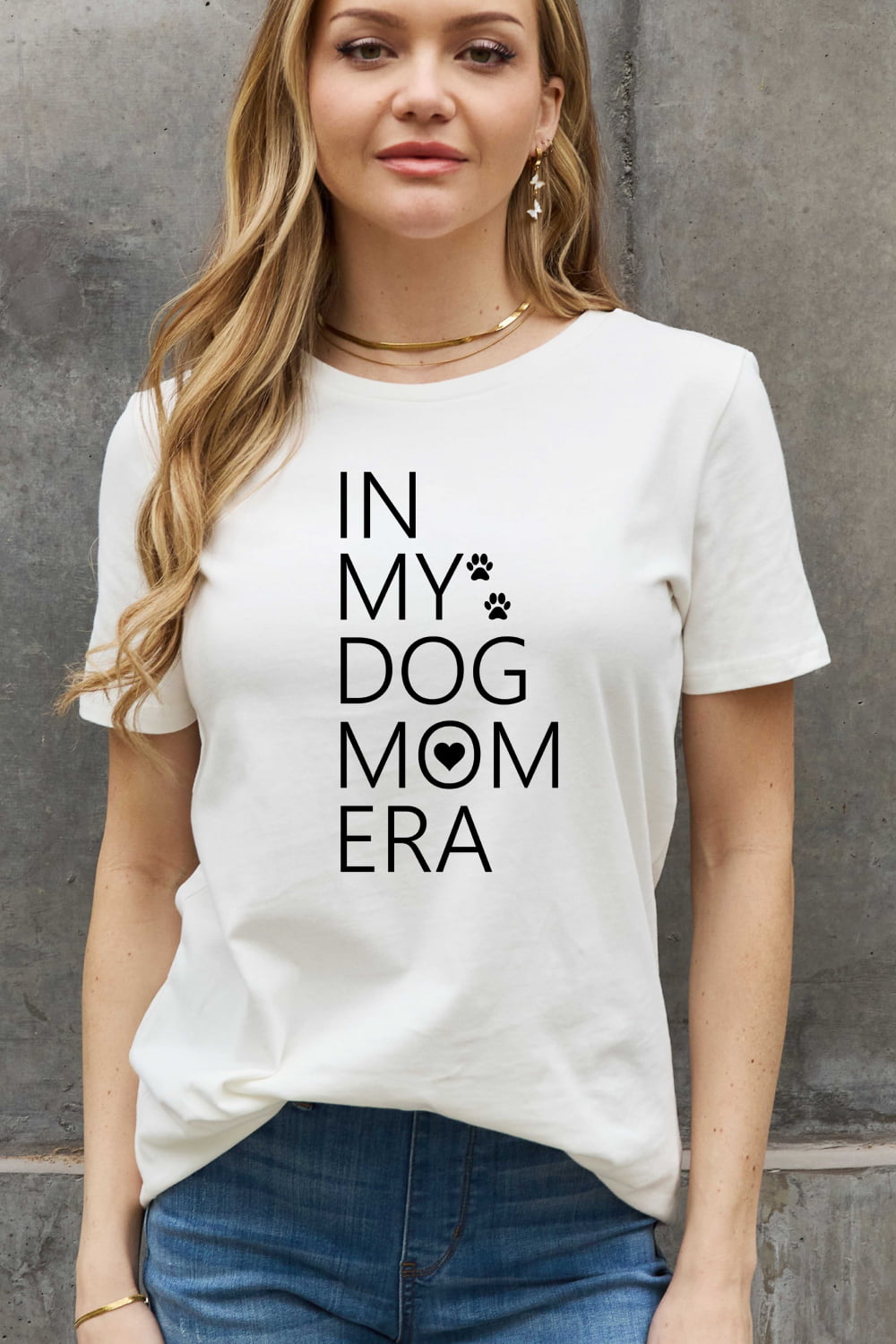 simply love full size in my dog mom era graphic cotton tee