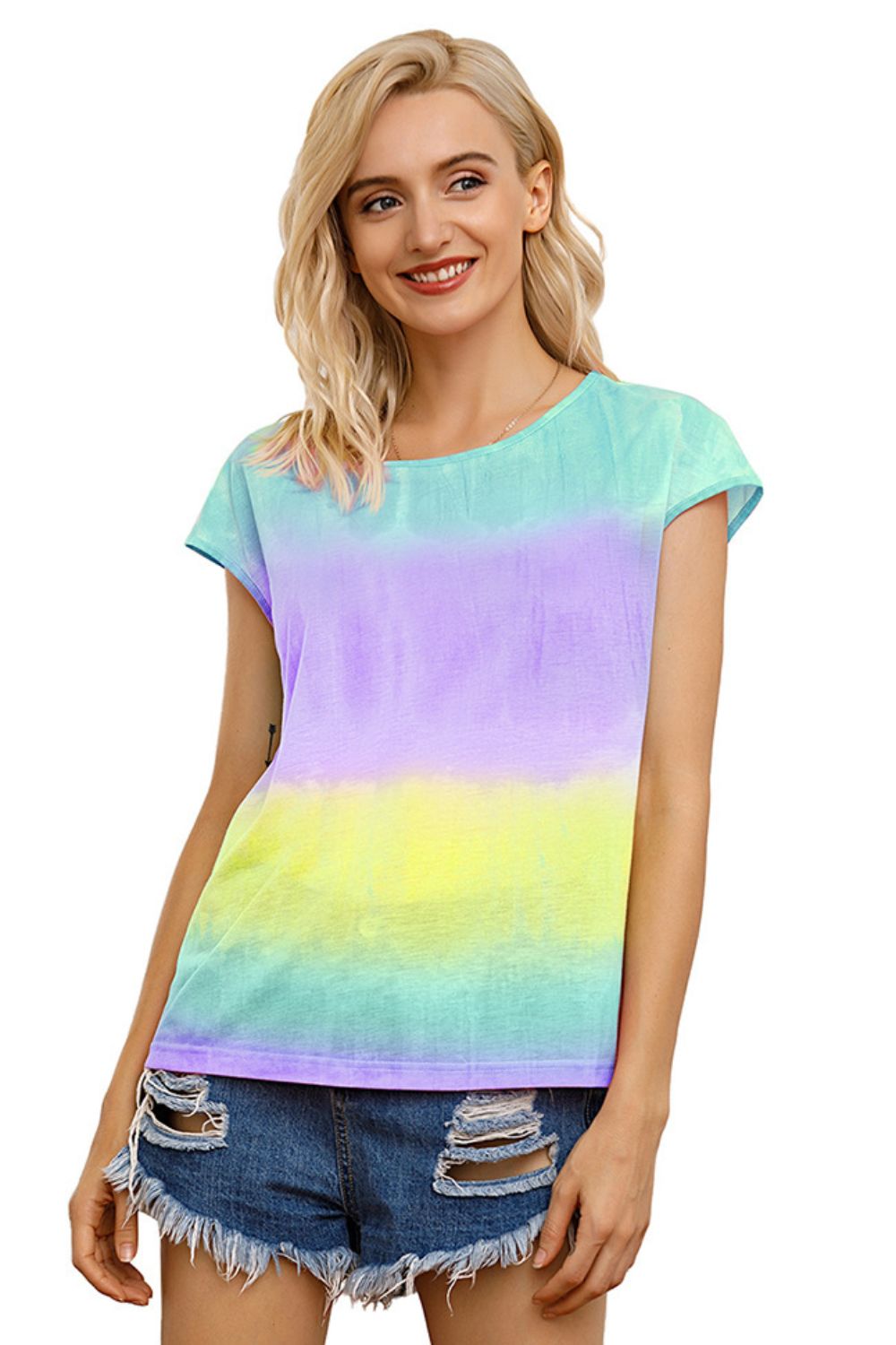 tie dye round neck short sleeve tee