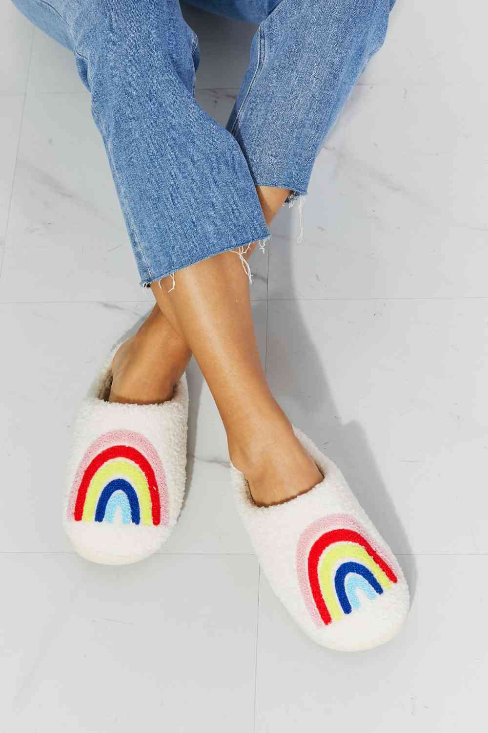 mmshoes rainbow plush slipper