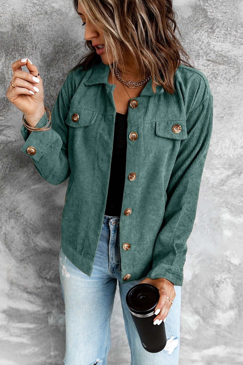 corduroy long sleeve jacket