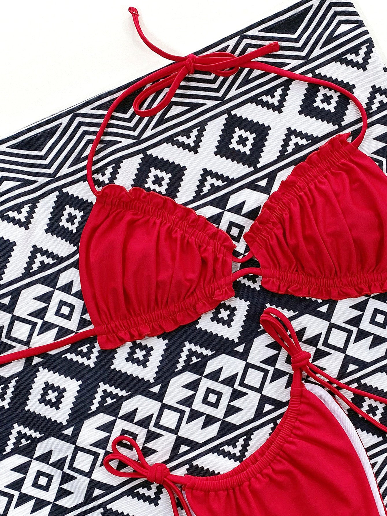 frill trill halter neck bikini set