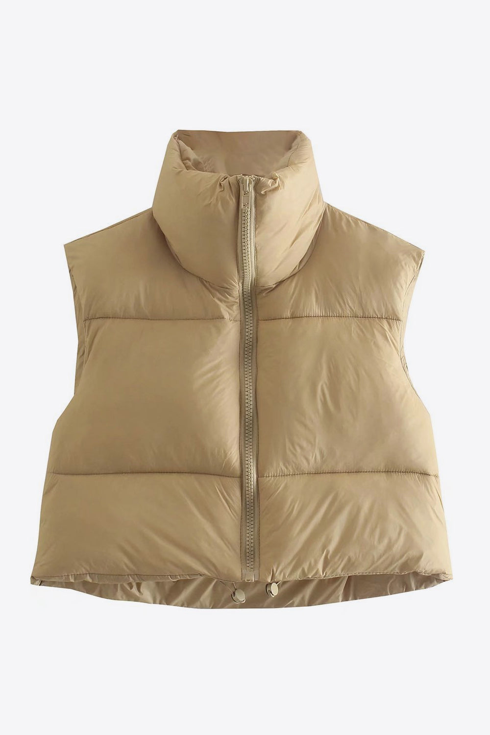 zip-up drawstring puffer vest