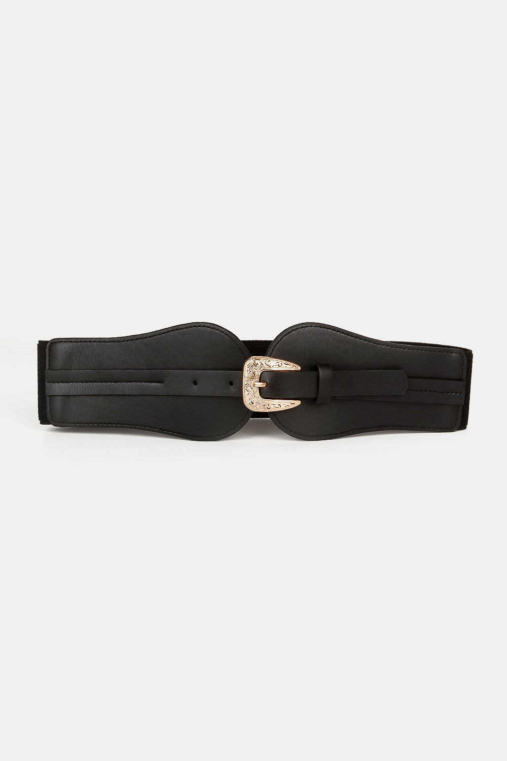 wide elastic belt with alloy buckle