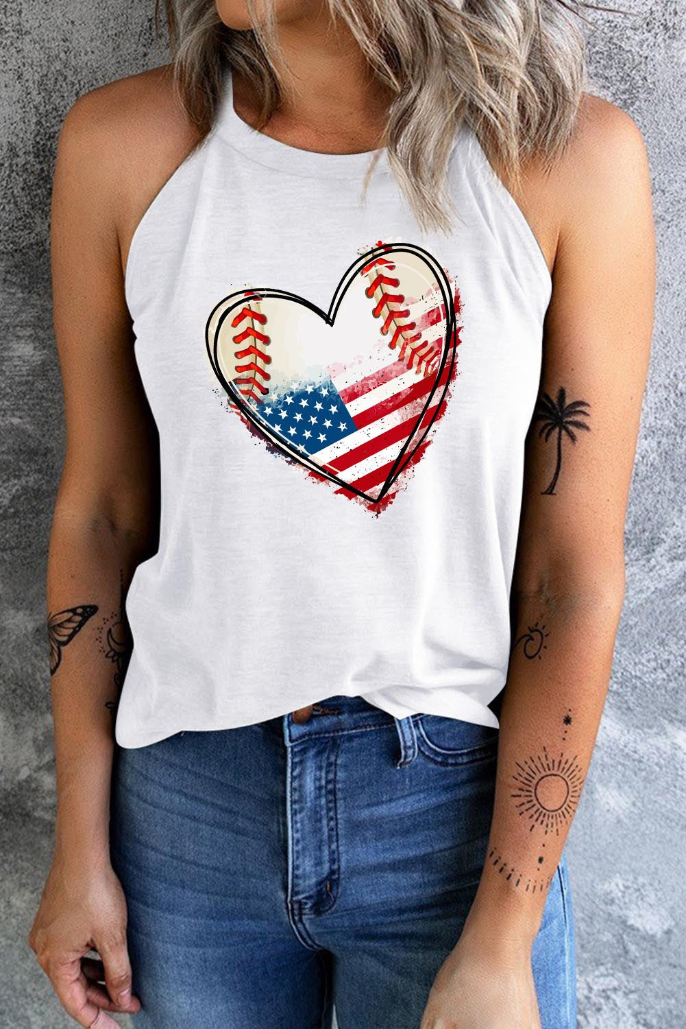 us flag heart graphic tank