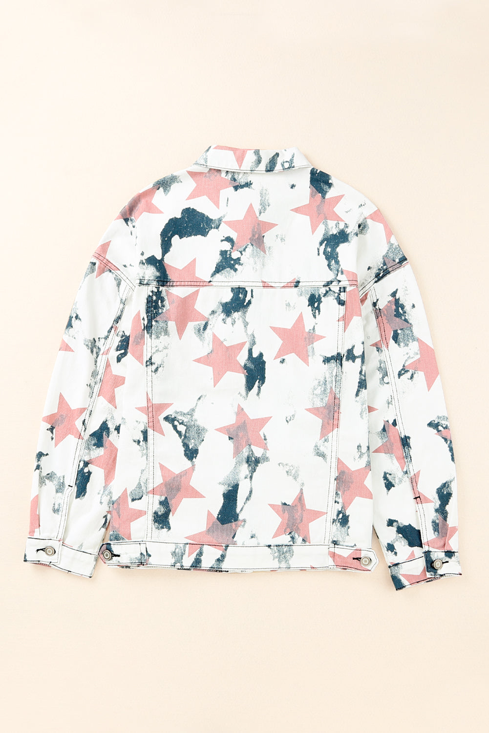 star tie-dye button down denim jacket