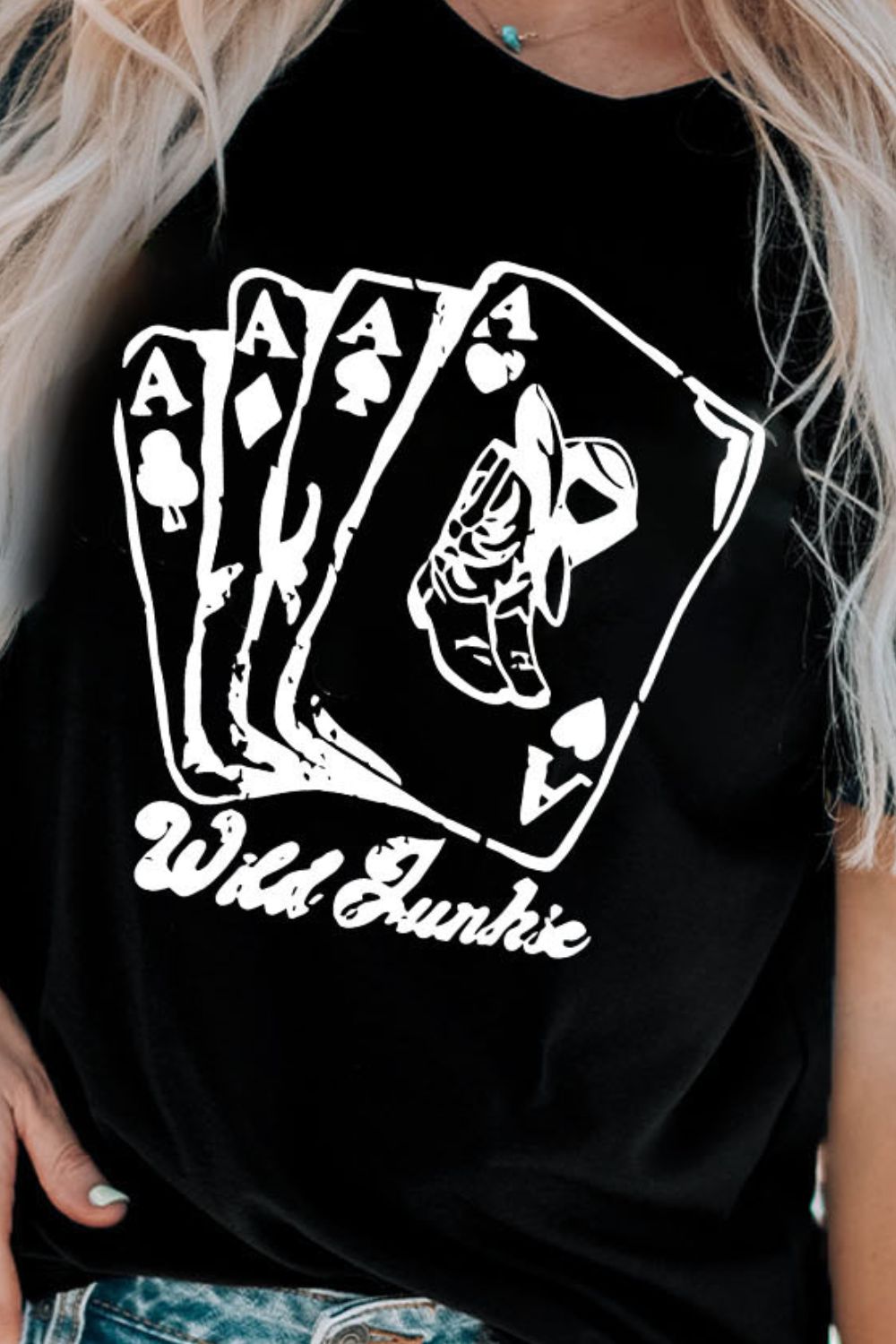 poker graphic round neck short sleeve tee