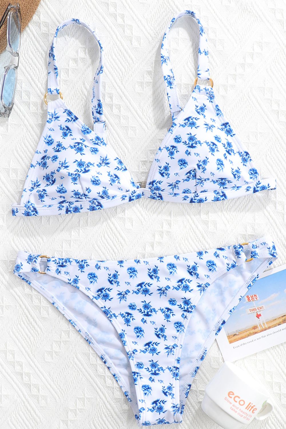 floral ring detail bikini set