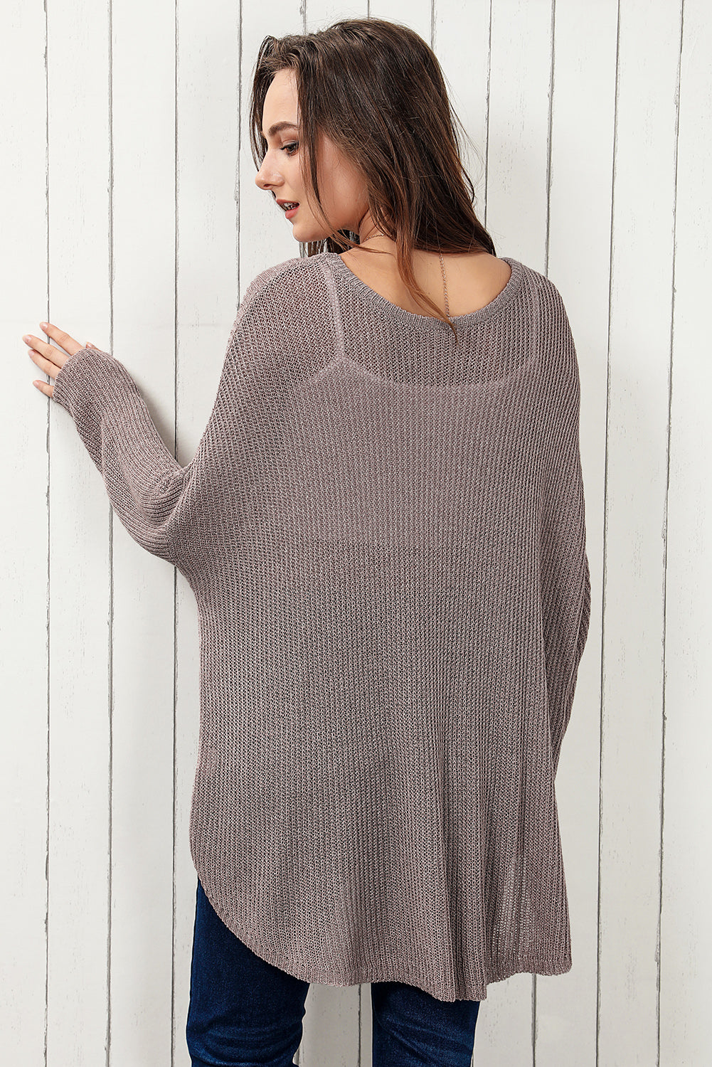 round neck high-low sweater