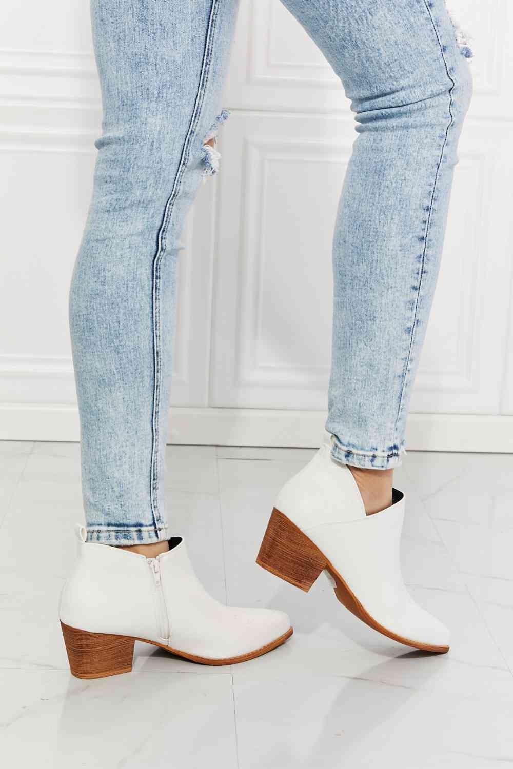 mmshoes trust yourself embroidered crossover cowboy bootie in white