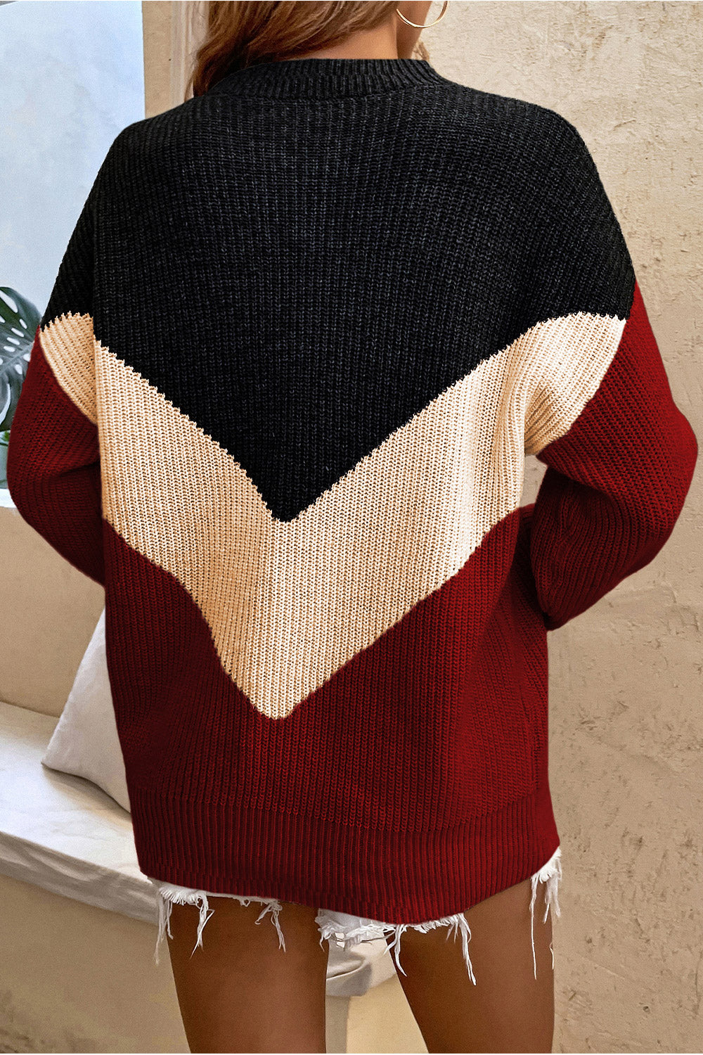 round neck dropped shoulder sweater