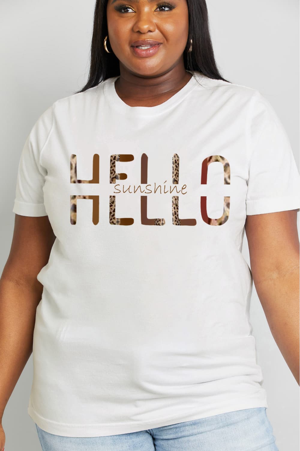 simply love full size hello sunshine graphic cotton tee