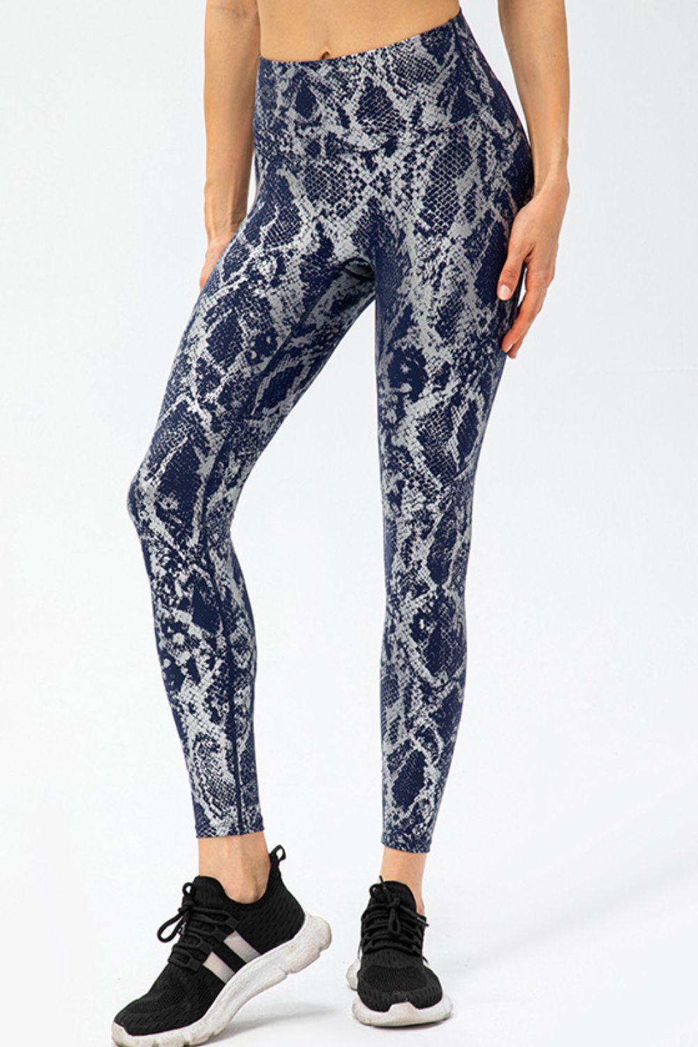 animal print slim fit wide waistband long sports pants