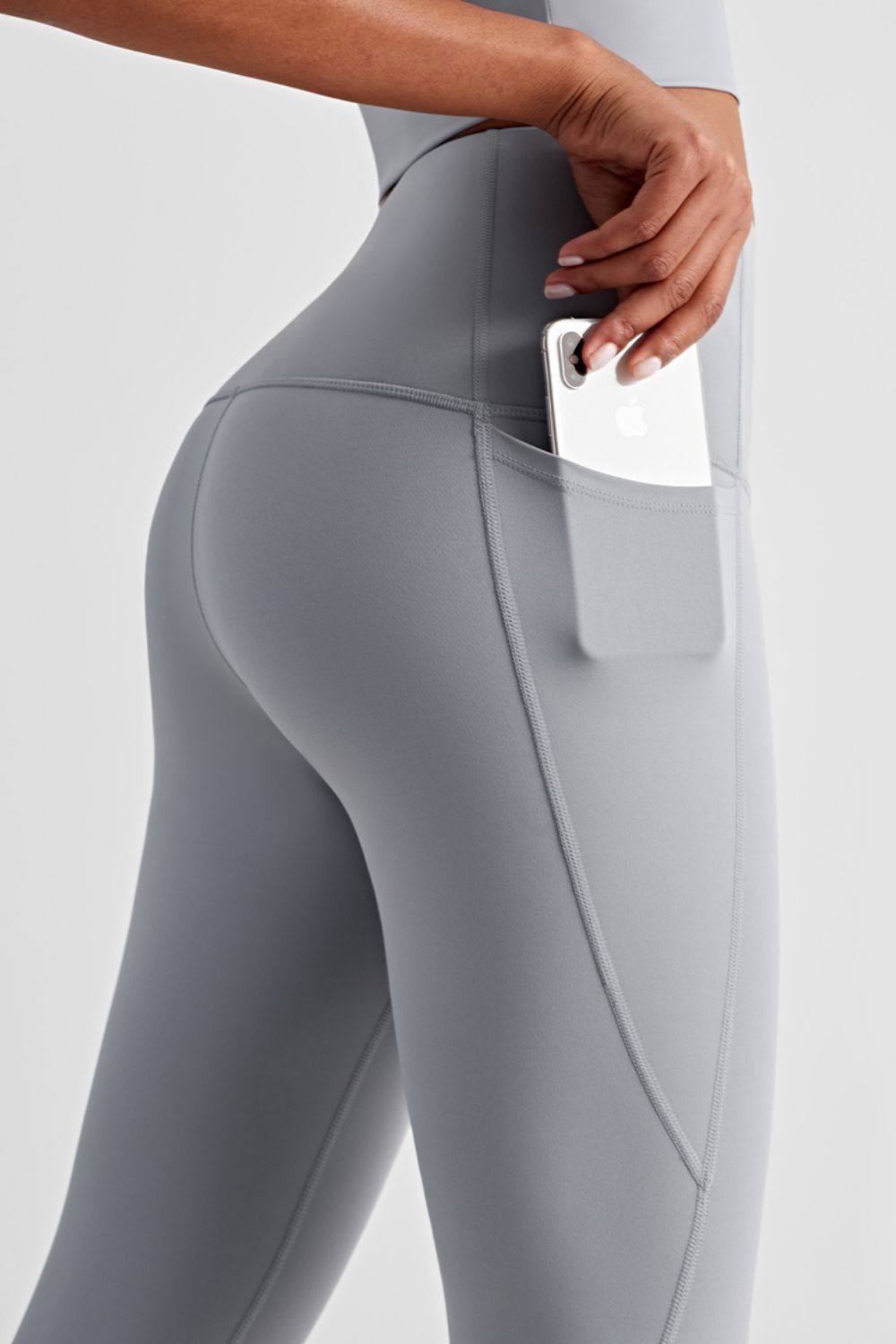 wide waistband sports leggings with side pockets