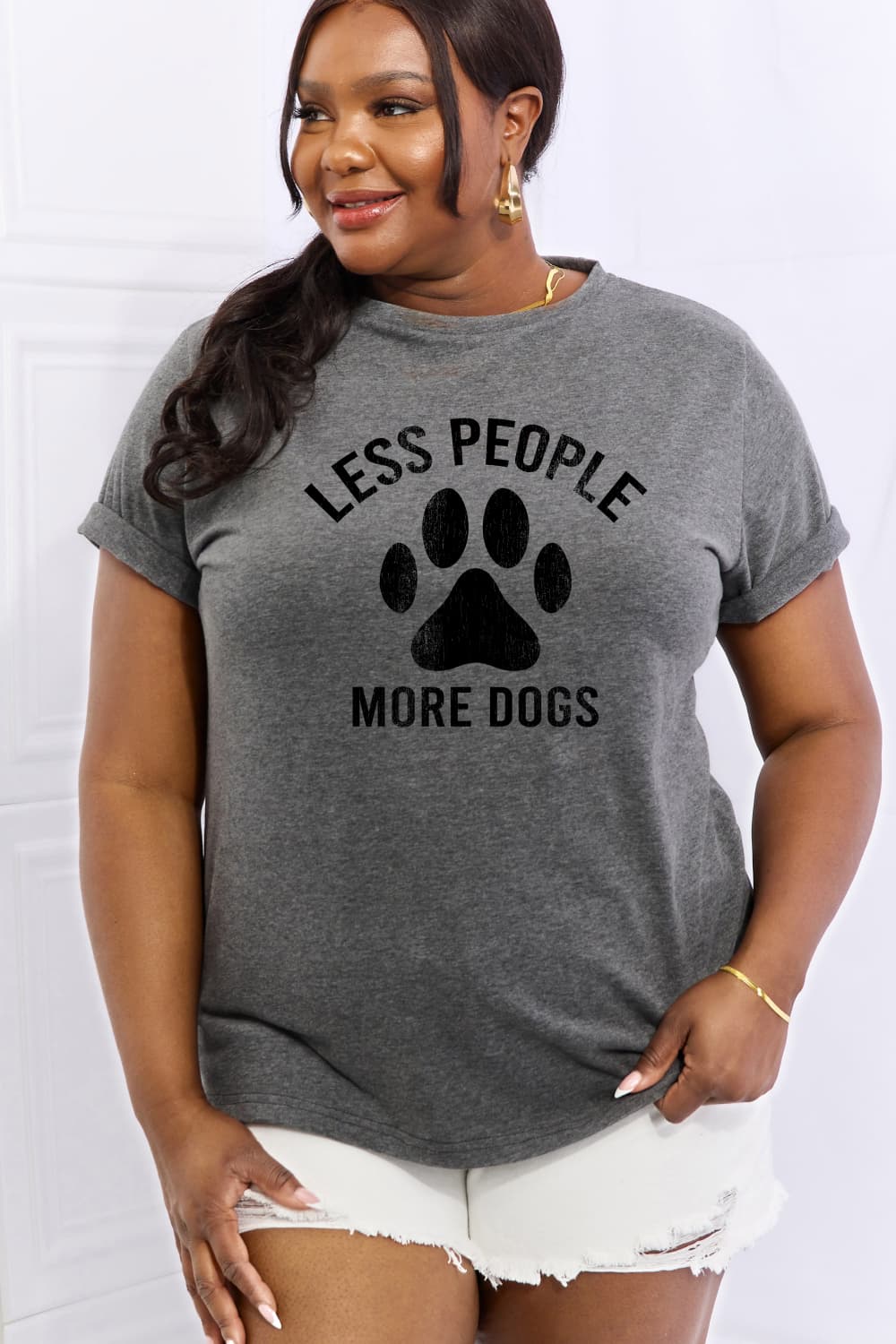 simply love full size less people more dogs graphic cotton tee