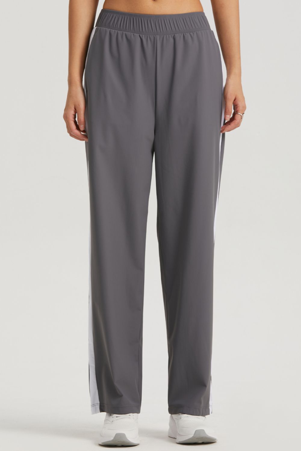 side stripe elastic waist sports pants