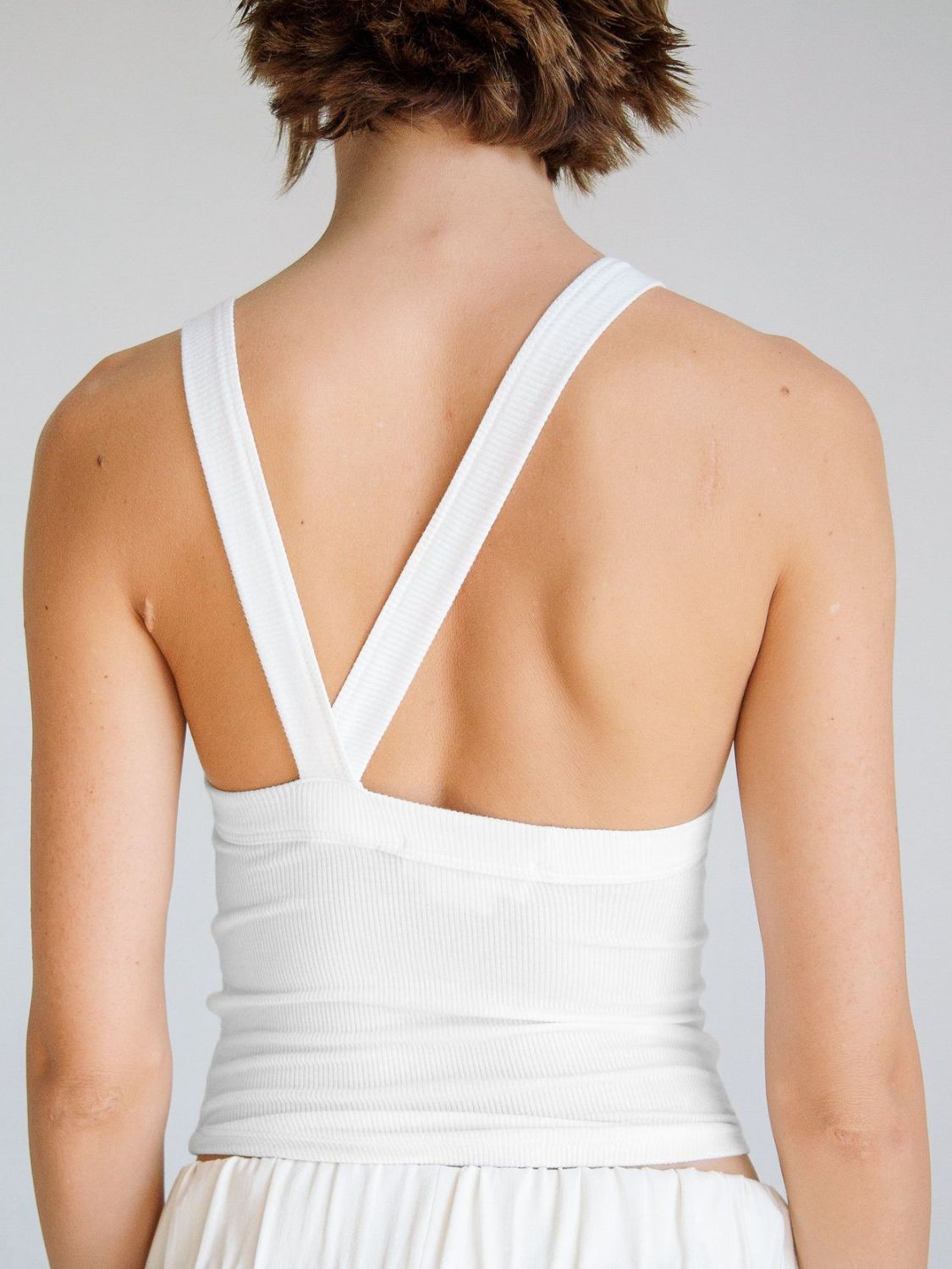 halter neck ribbed cropped top