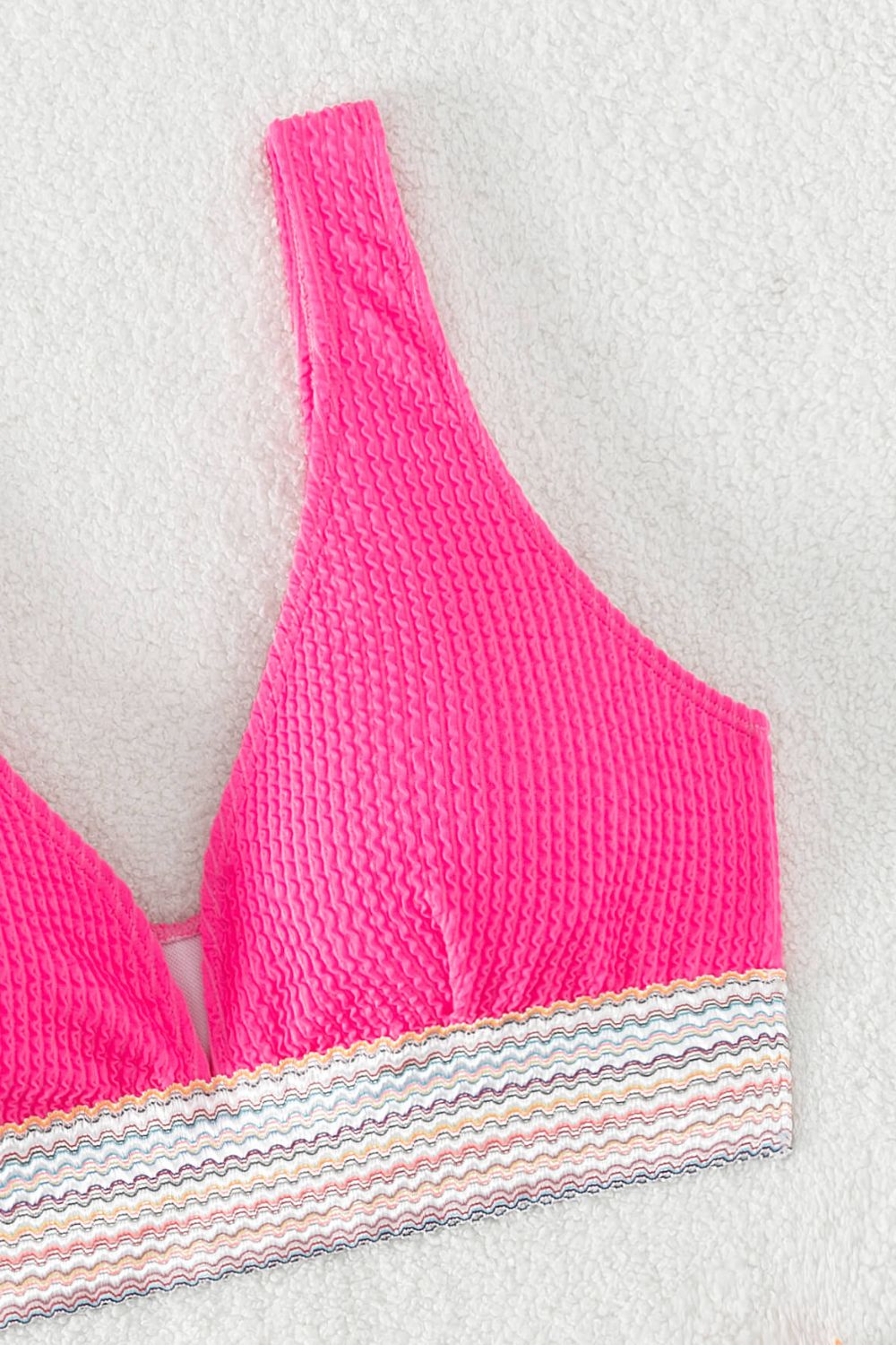 contrast textured high cut swim set