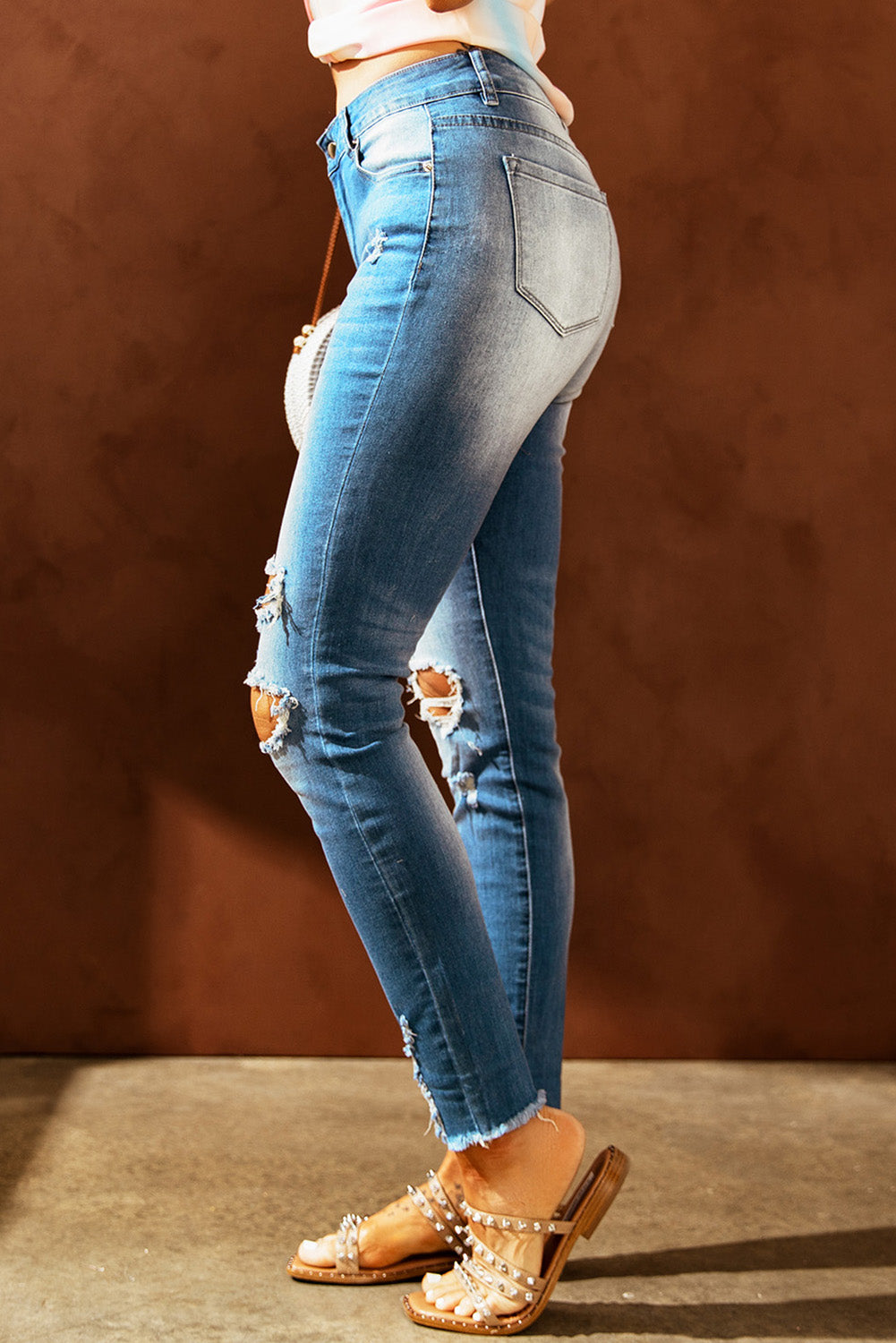 baeful easter distressed frayed hem jeans