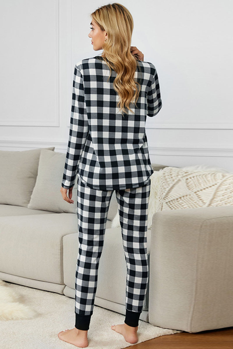 plaid tee & pants pajama set