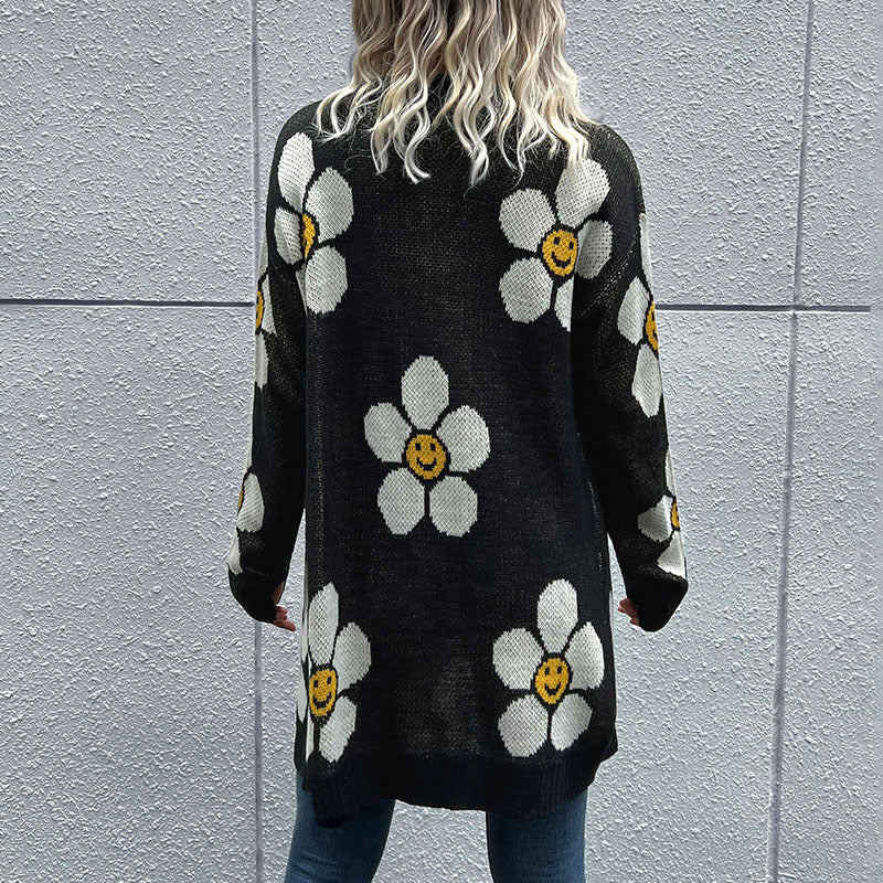 floral button down longline cardigan