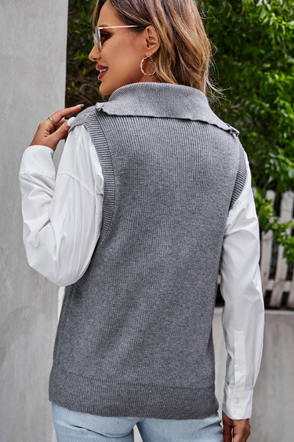 quarter-zip ribbed sweater vest