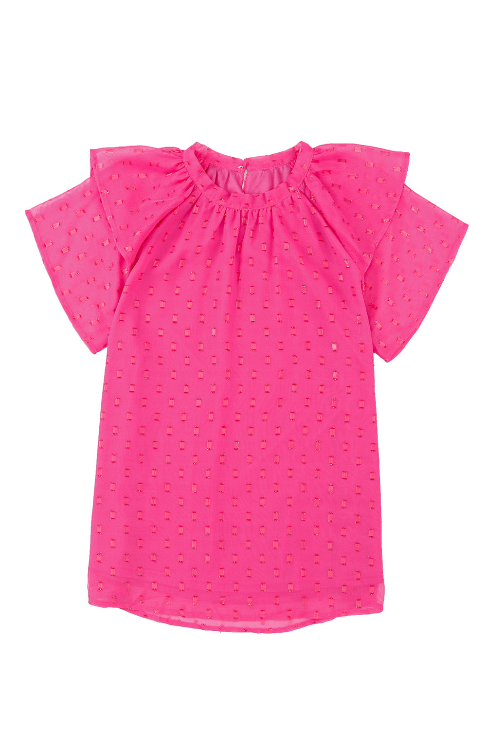 gold stamp round neck layered sleeve blouse
