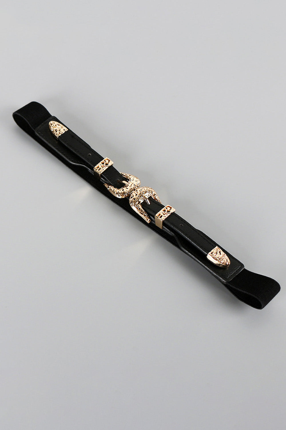 double buckle pu leather belt