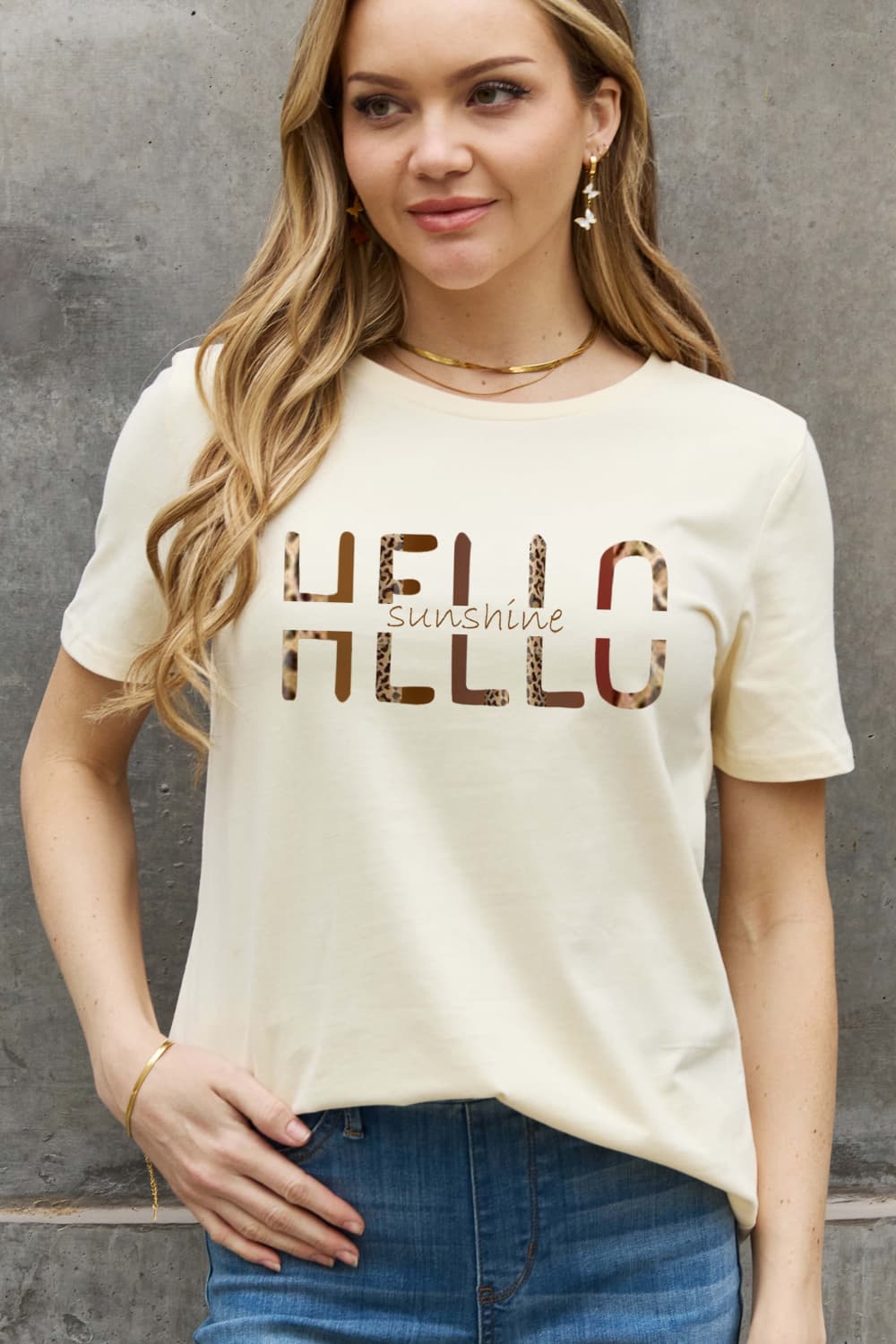 simply love full size hello sunshine graphic cotton tee