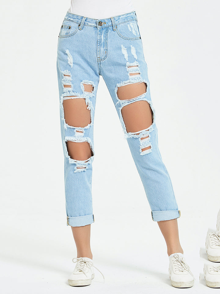 button fly distressed cropped jeans