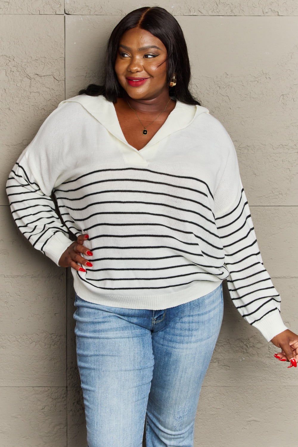 sew in love make me smile striped oversized knit top