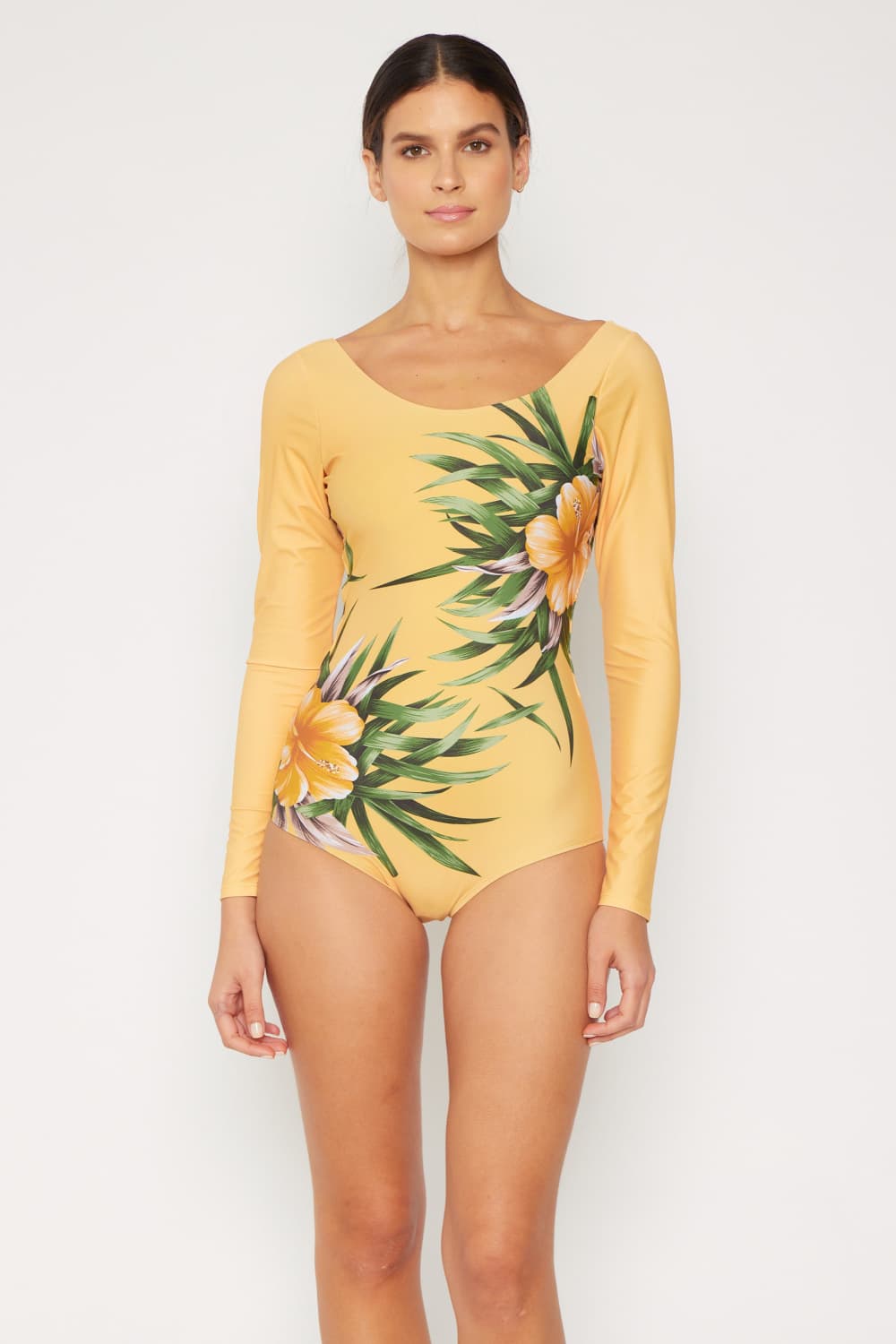 marina west swim cool down longsleeve one-piece swimsuit