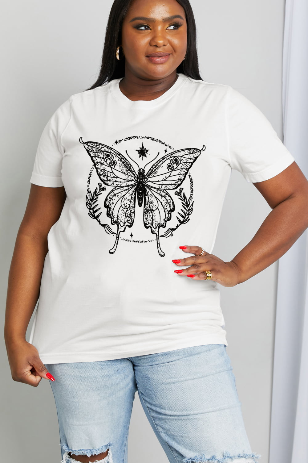 simply love simply love full size butterfly graphic cotton tee