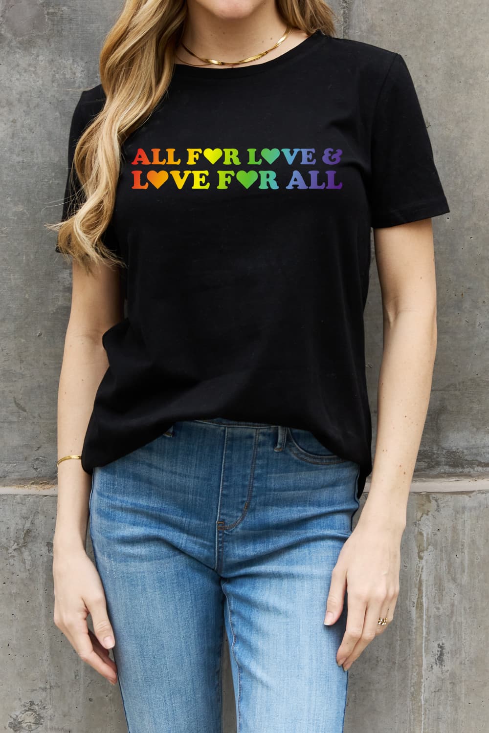 simply love full size all for love & love for all graphic cotton tee