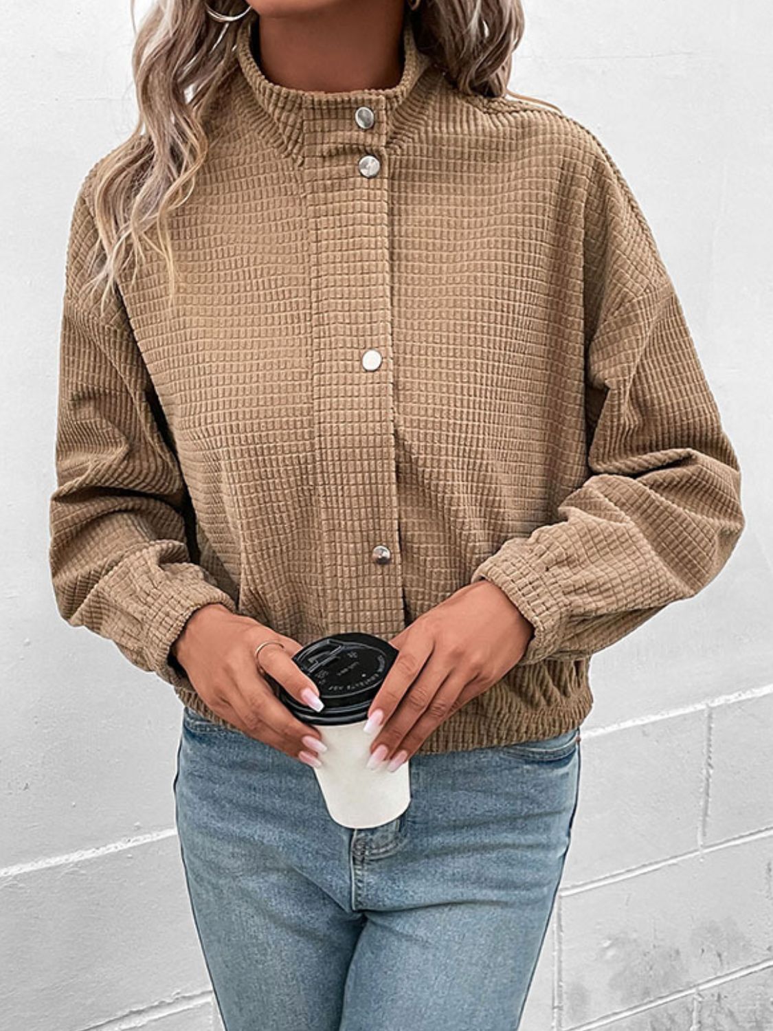 long sleeve dropped shoulder jacket