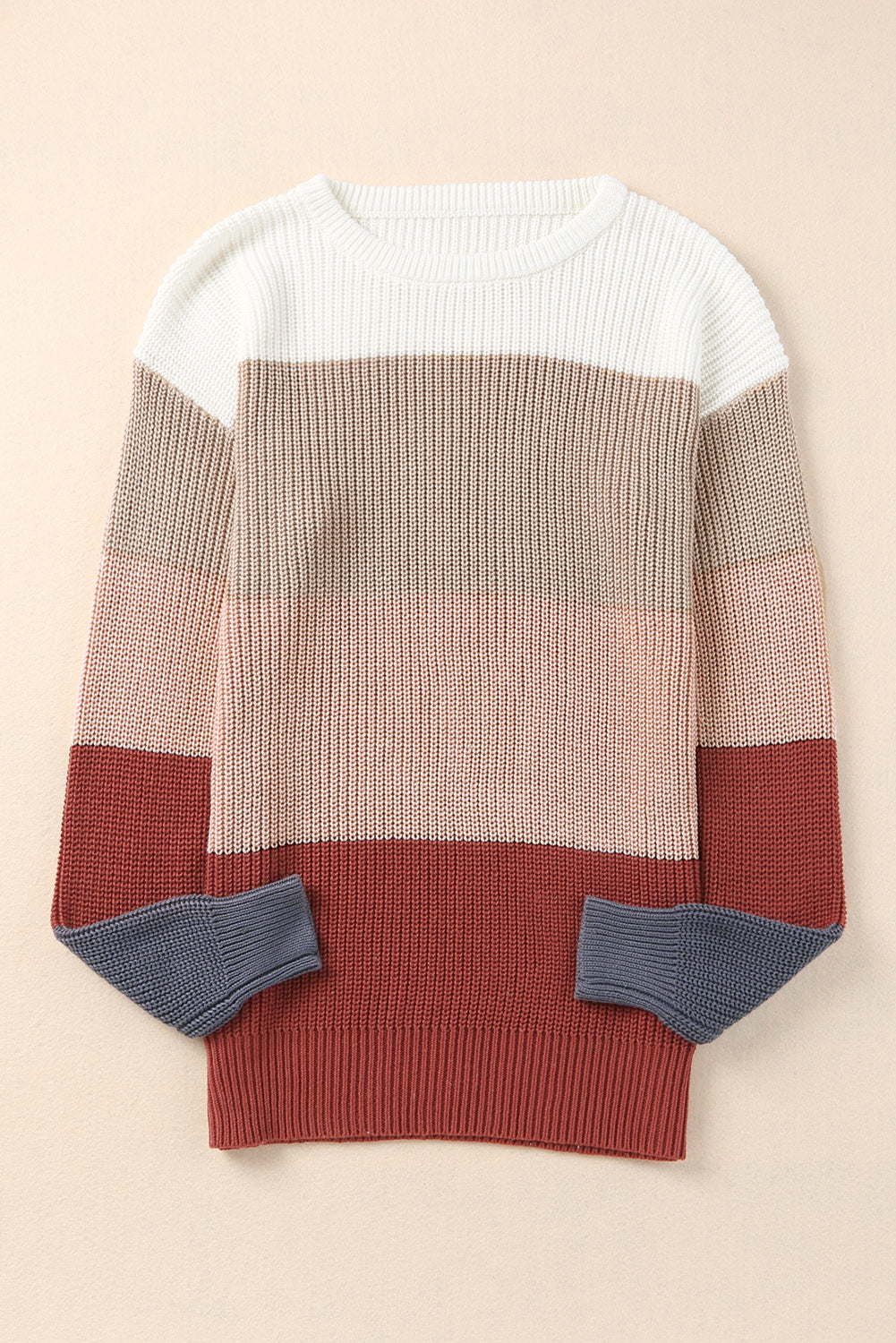 color block round neck sweater