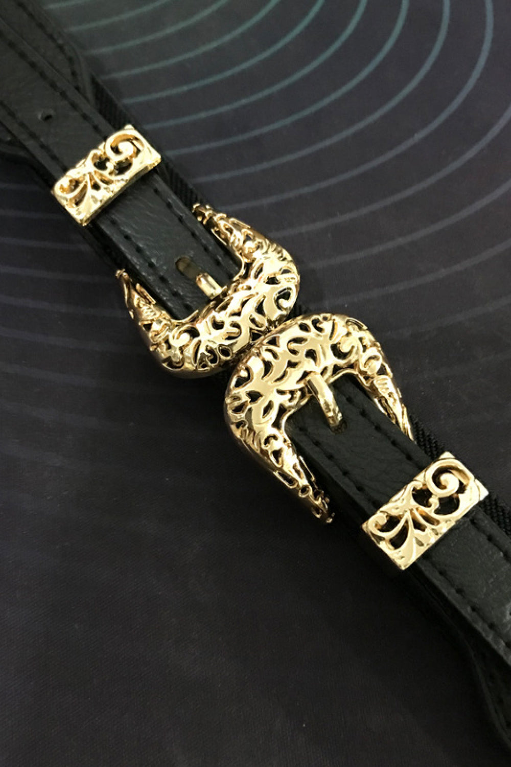 double buckle pu leather belt