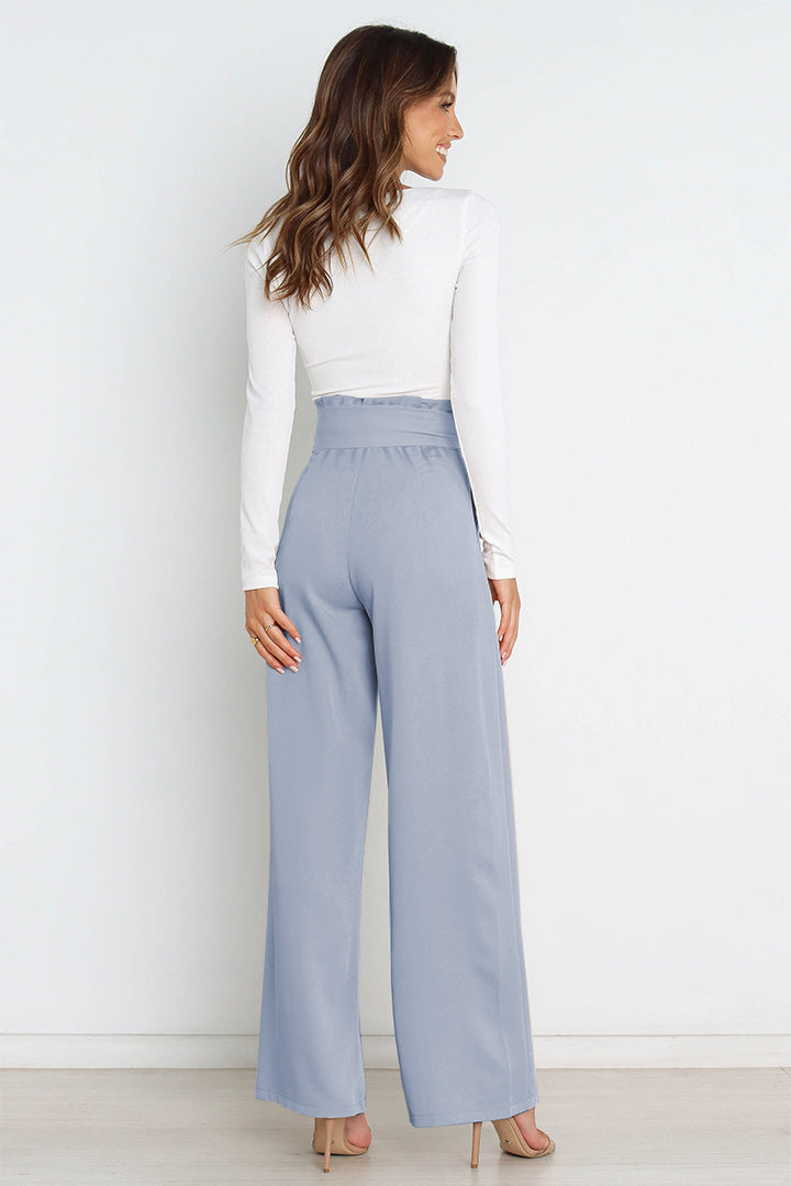 tie front paperbag wide leg pants