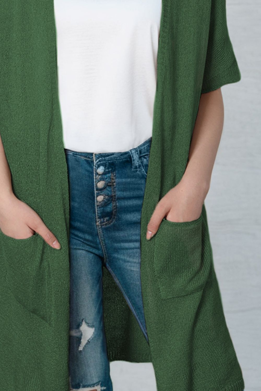 open front sweater cardigan with pockets