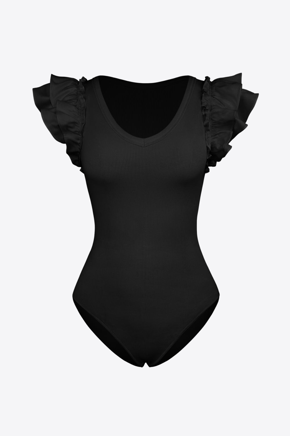 ruffled plunge bodysuit