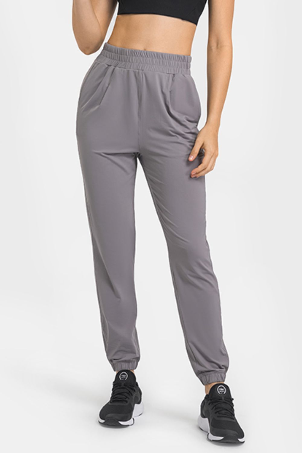 elastic waist yoga joggers with pockets