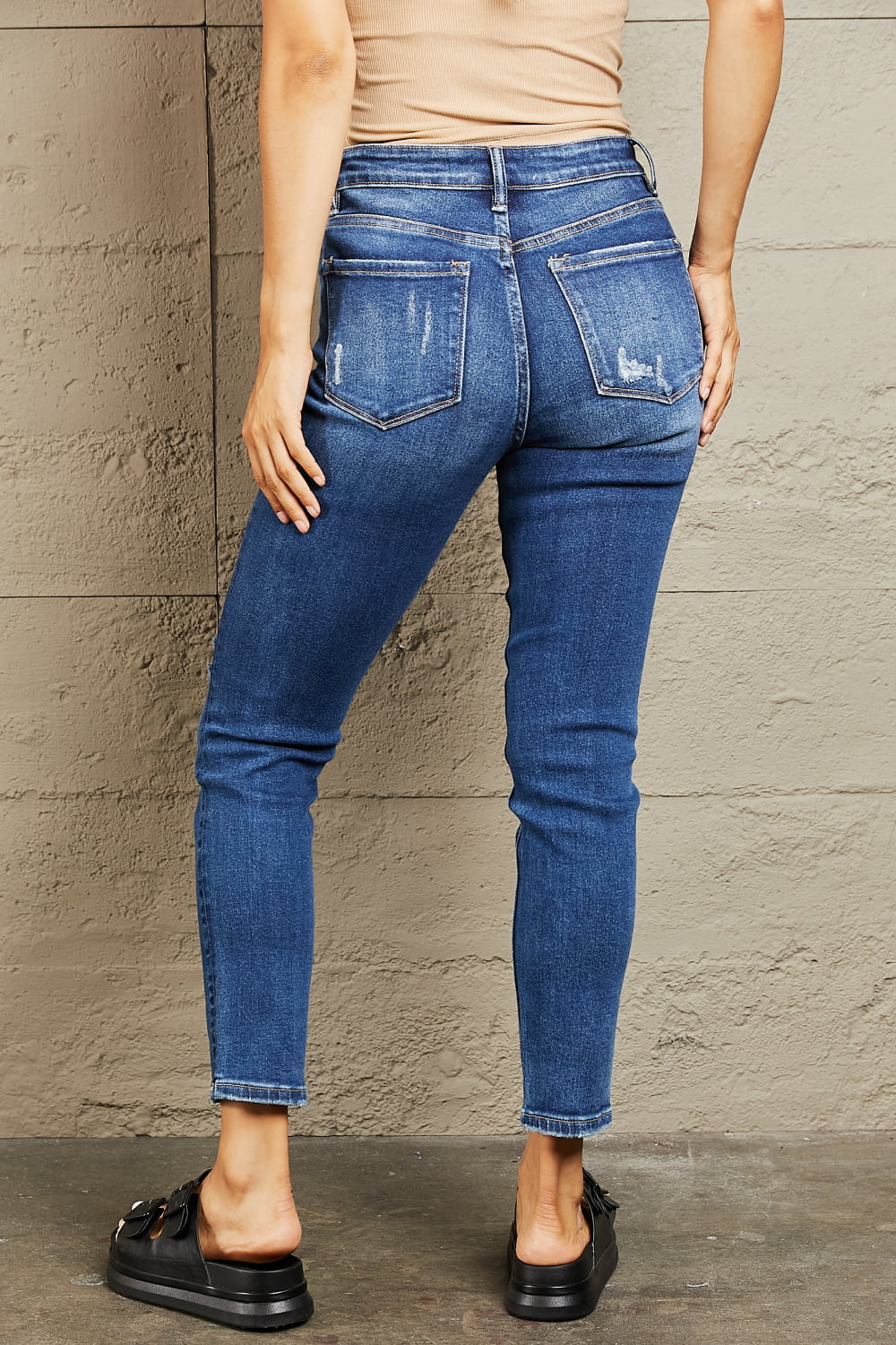 bayeas mid rise distressed slim jeans