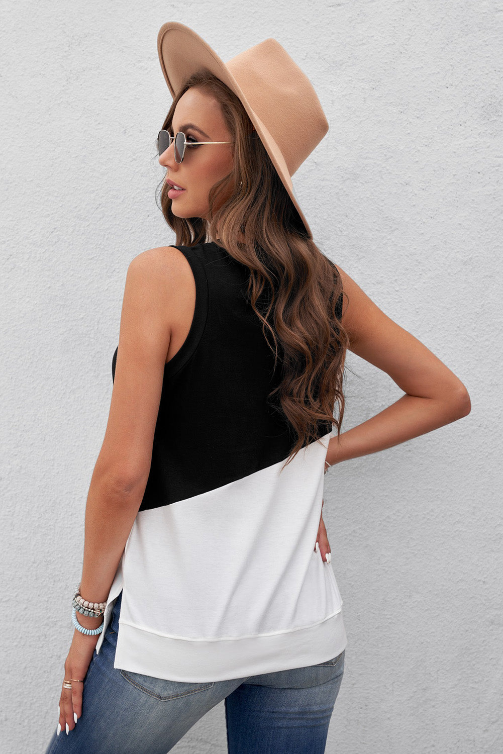 contrast round neck tank top