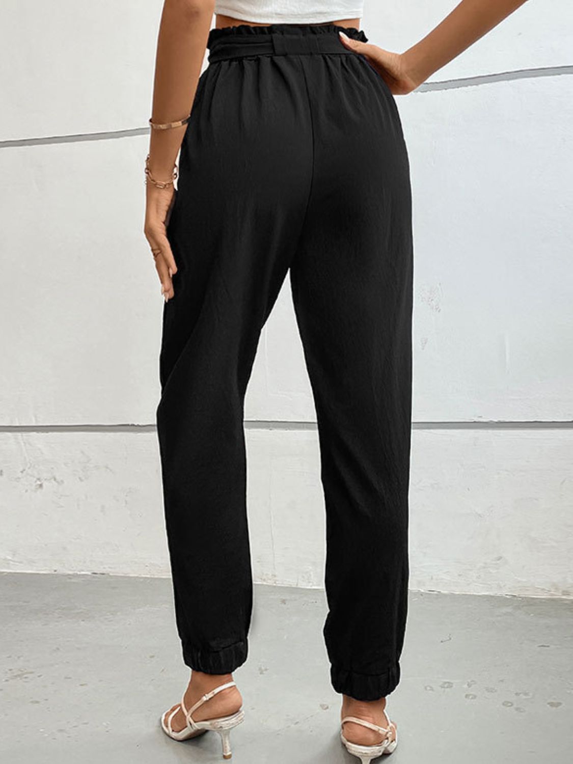 tie front long pants