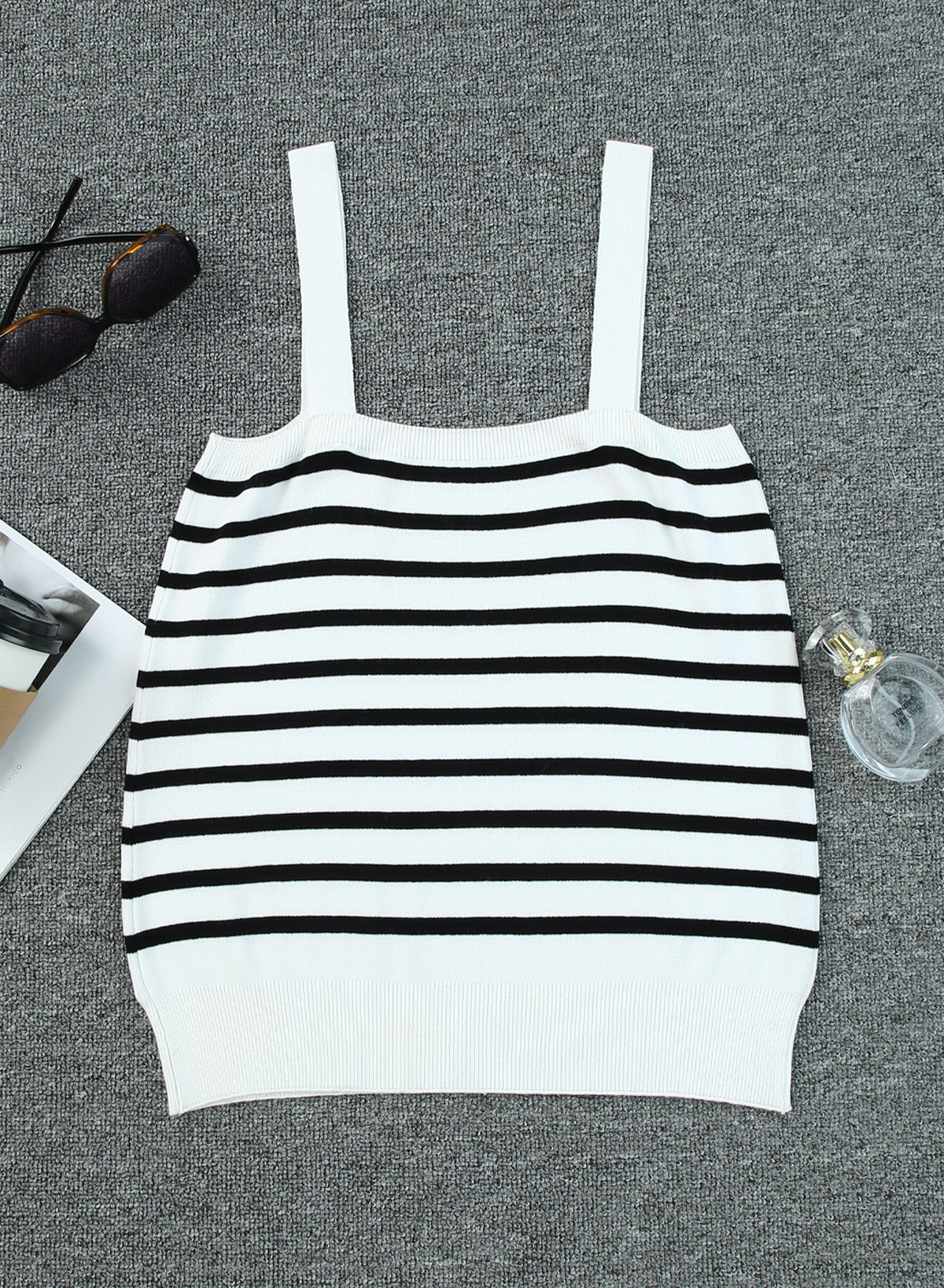 double take striped straight neck cami