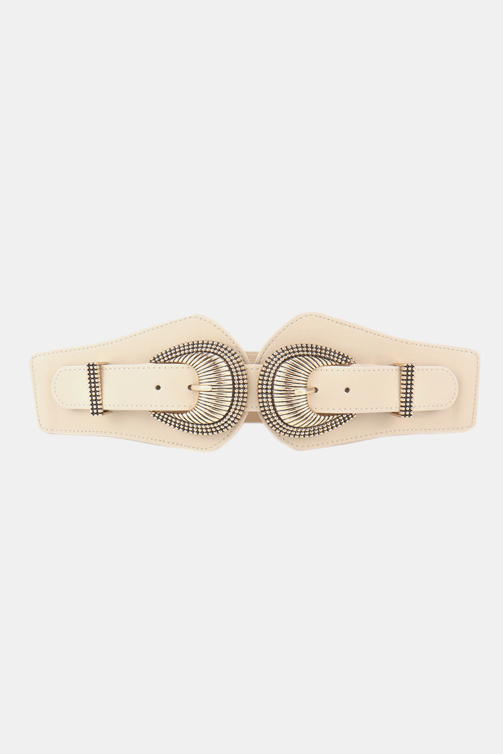 shell double buckle elastic wide belt