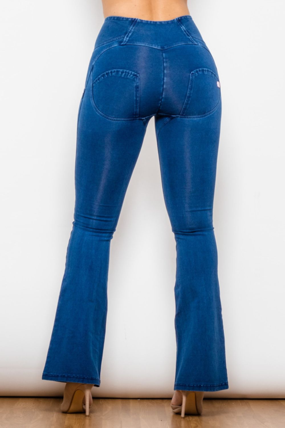 high waist zip detail  flare long jeans